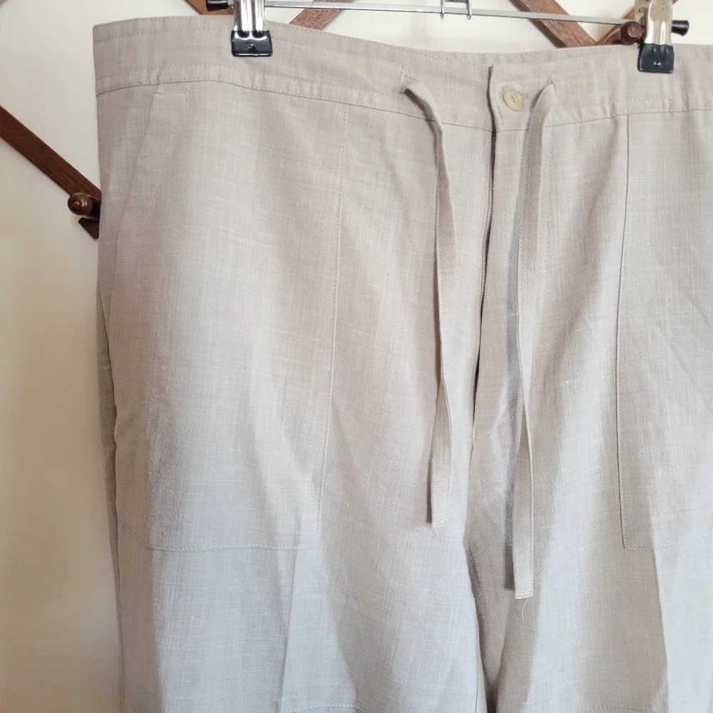 Bachrach Wool Blend Trouser Lightweight Drawstring Cream Mens 36 X 33.5